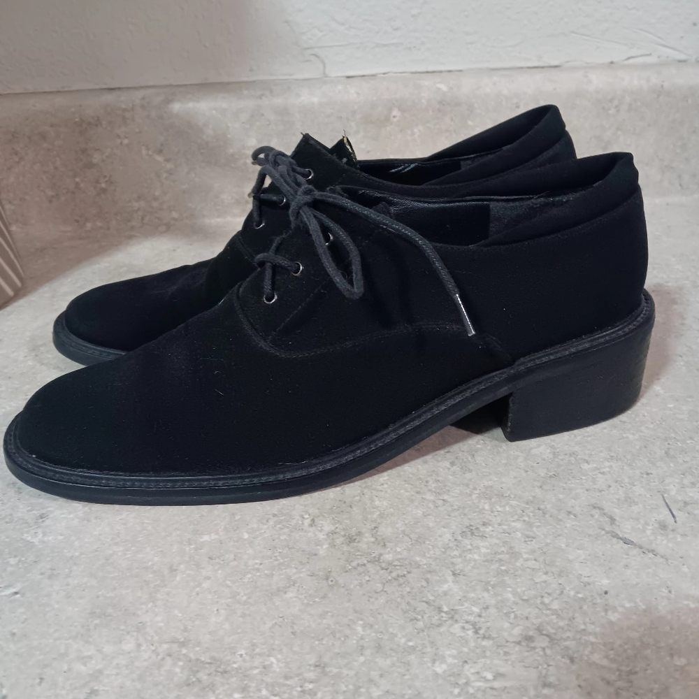 Stuart Weitzman Gore-Tex Black Oxford Loafer Lace Up Shoes Womens Sz 8 AAA